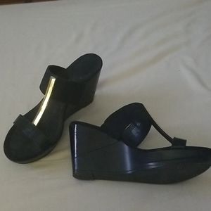 Black Wedge Sandals